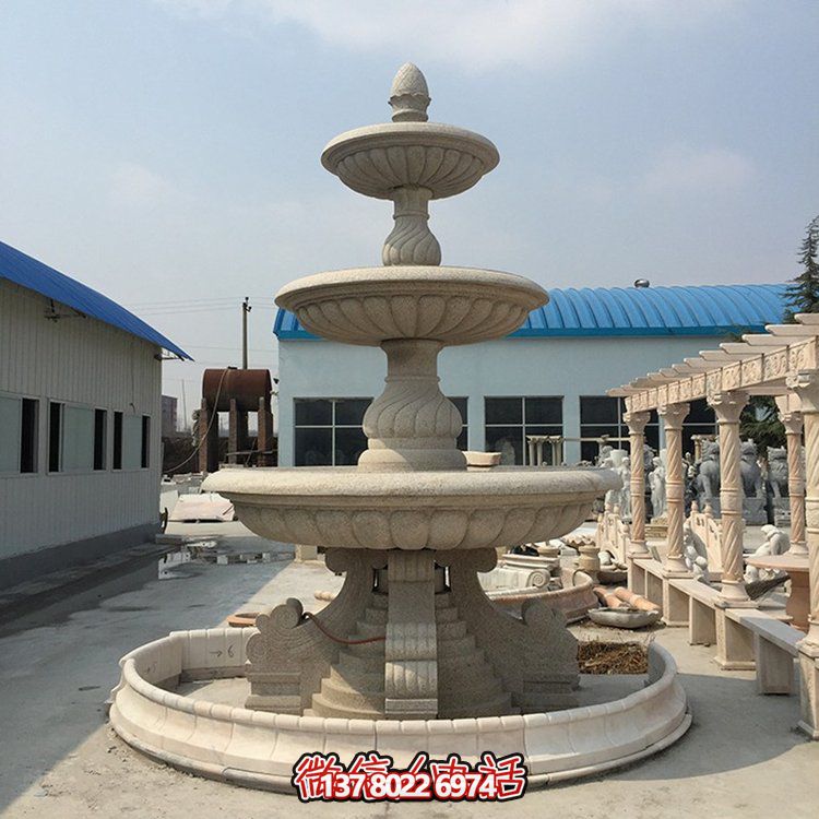 精美花崗巖石雕景觀噴泉，大型層流水花大理石雕塑
