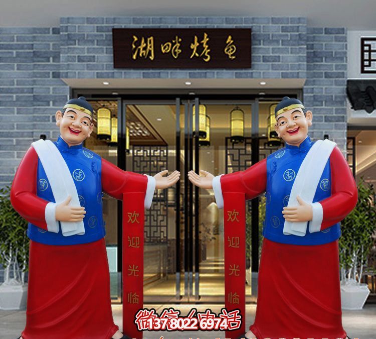 玻璃鋼精美彩繪迎賓雕塑，為您的酒店門(mén)口增添藝術(shù)氣息