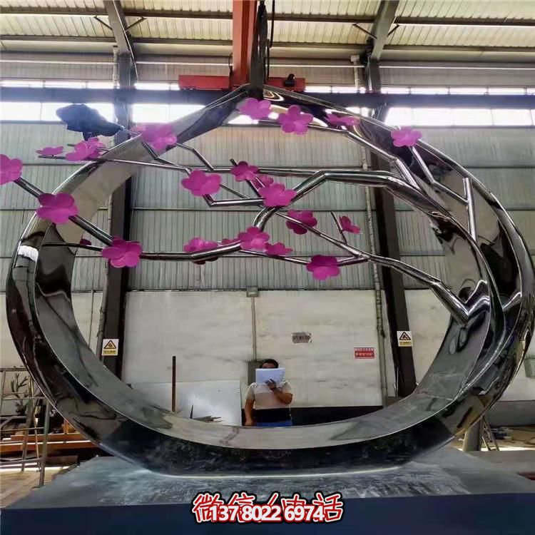 抽象不銹鋼梅花圓環樹枝雕塑景觀