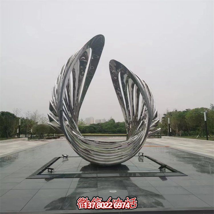 不銹鋼抽象翅膀藝術(shù)雕塑，為戶外廣場(chǎng)增添獨(dú)特景觀