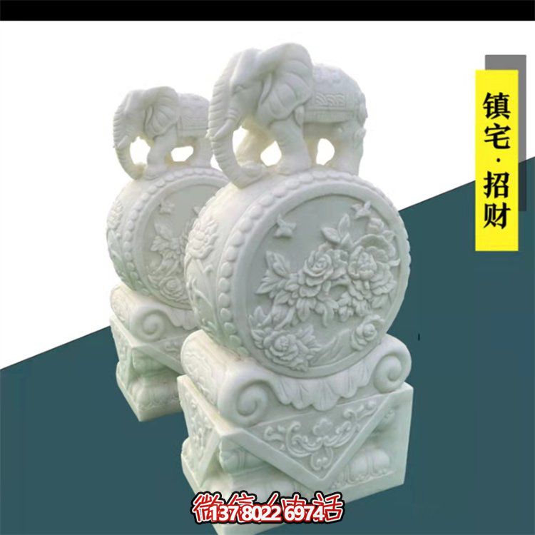 給庭院增添經(jīng)典氣息，漢白玉石抱鼓門墩裝飾