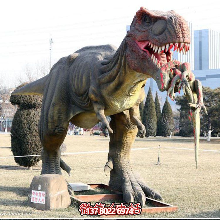 玻璃鋼仿真恐龍雕像，為動(dòng)物園、園林等戶外場(chǎng)所擺放