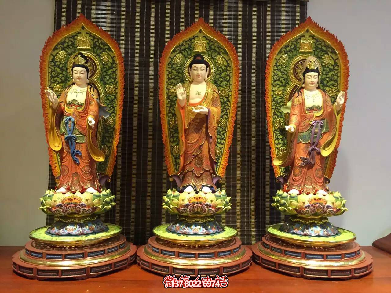 西方神佛三圣玻璃鋼彩繪雕塑 西方神佛三圣玻璃鋼彩繪雕塑