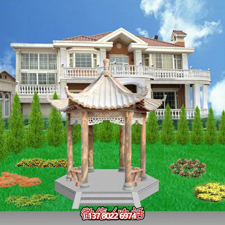 中式風格涼亭，寧靜休息，美景欣賞