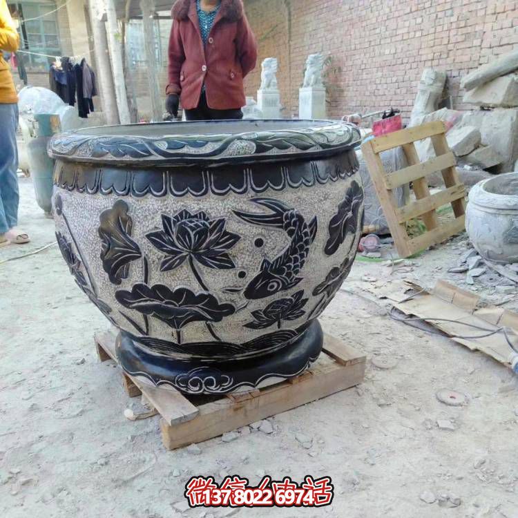 天然石頭缸，仿古雕刻，裝點家園