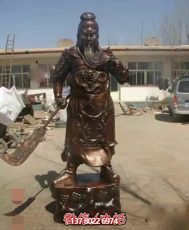 企業大型仿銅景觀關公雕塑玻璃鋼 企業大型仿銅景觀關公雕塑玻璃鋼