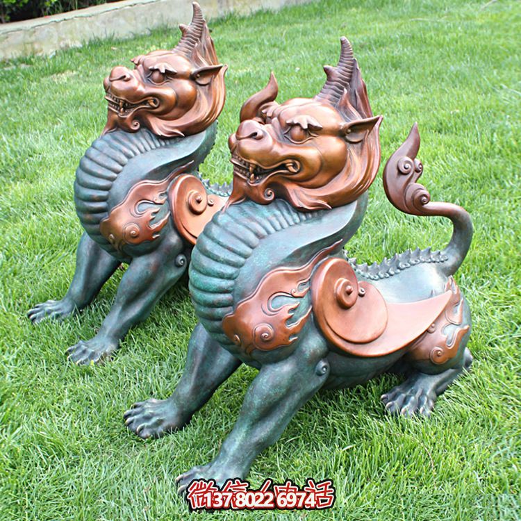 戶外草坪玻璃鋼彩繪仿真動物貔貅雕塑 戶外草坪玻璃鋼彩繪仿真動物貔貅雕塑