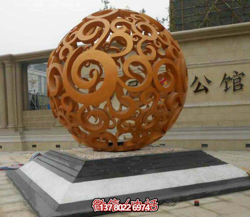 別墅公館創意噴漆鏤空球雕塑 別墅公館創意噴漆鏤空球雕塑