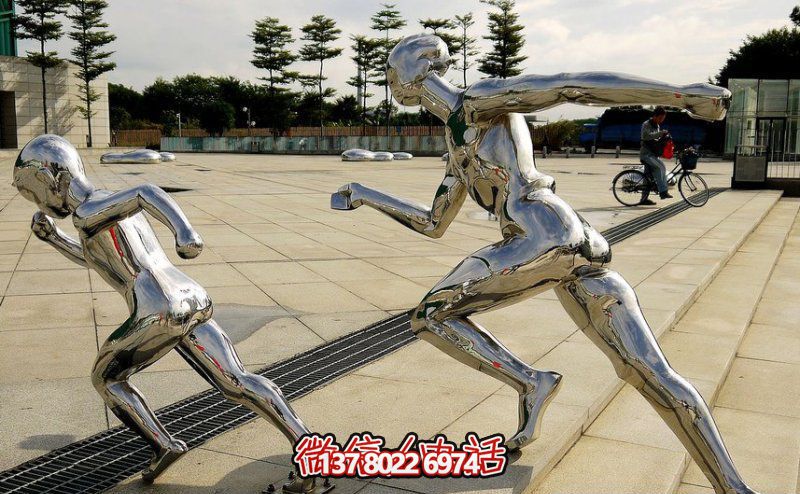 廣場鏡面不銹鋼跑步運動雕塑 廣場鏡面不銹鋼跑步運動雕塑
