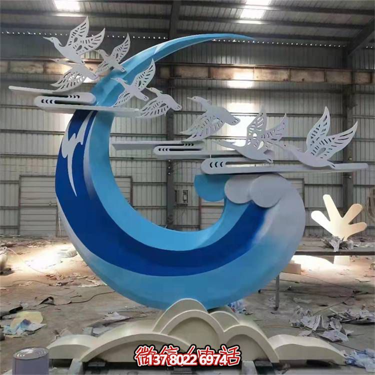 廣場城市路口不銹鋼彩繪創(chuàng)意月亮擺件