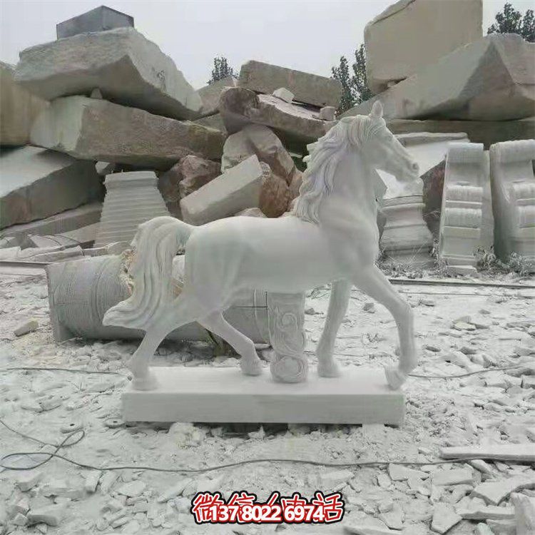 天然石材擺放大理石雕刻動物馬園林擺件