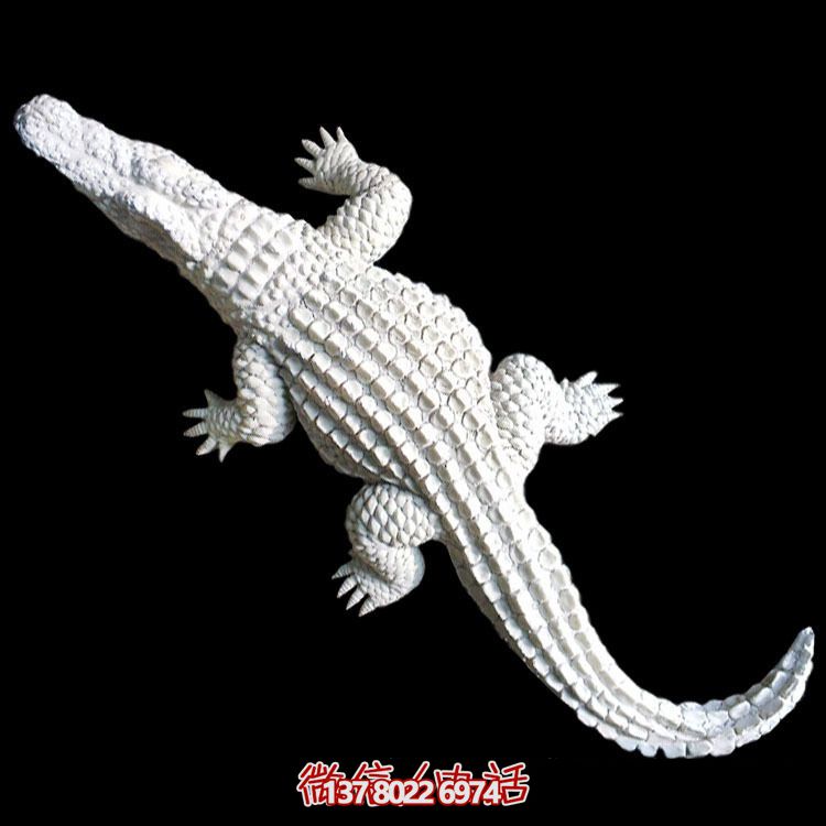 公園擺放的漢白玉石雕創意鱷魚雕塑 公園擺放的漢白玉石雕創意鱷魚雕塑