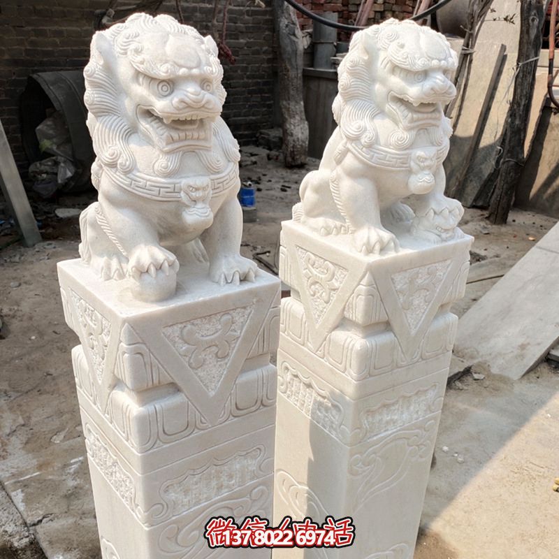 漢白玉獅子公園廣場(chǎng)擺放拴馬柱雕塑 漢白玉獅子公園廣場(chǎng)擺放拴馬柱雕塑