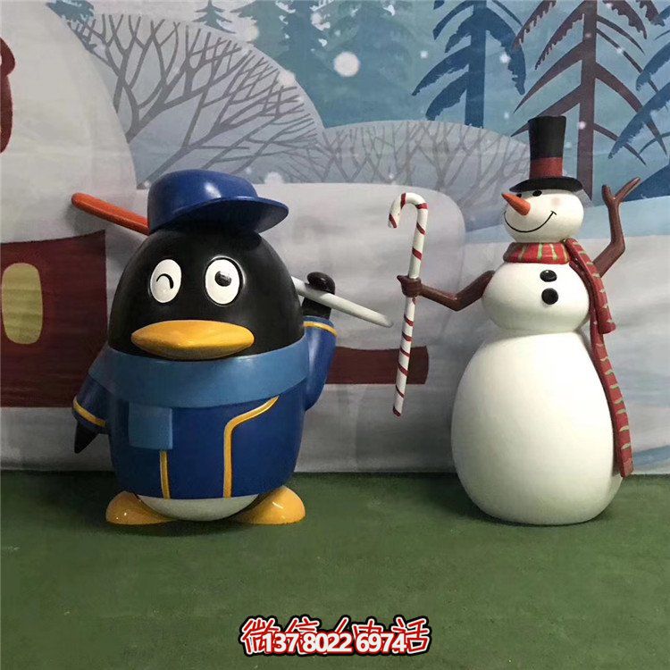 動(dòng)物園玻璃鋼卡通戶外園林景觀企鵝雕塑